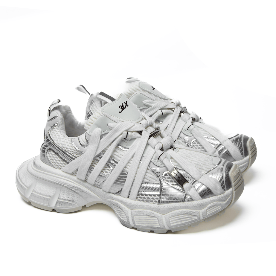 Жіночі кросівки з еко-шкіри біло-сріблясті