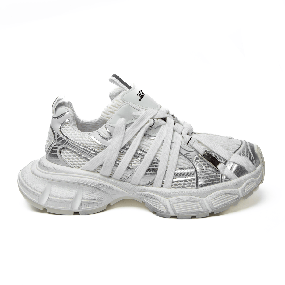 Жіночі кросівки з еко-шкіри біло-сріблясті