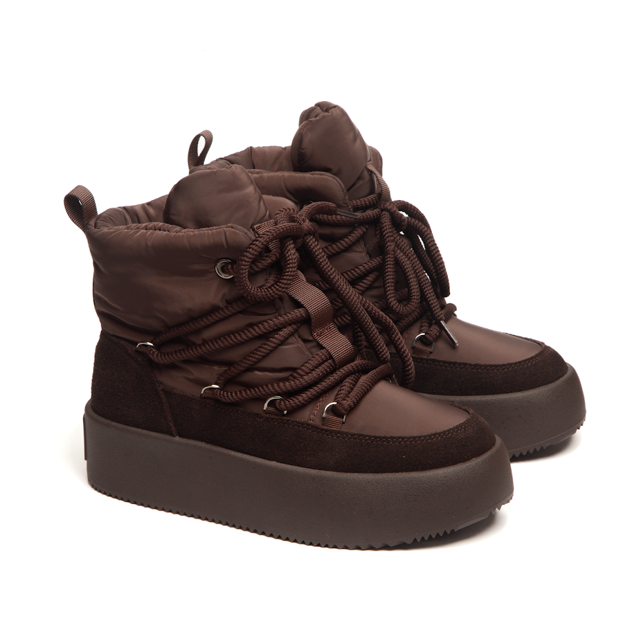 Утеплені зимові черевики дутики шоколадного кольору