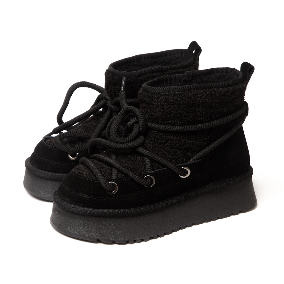 Об'ємні дутики на шнурівці чорні