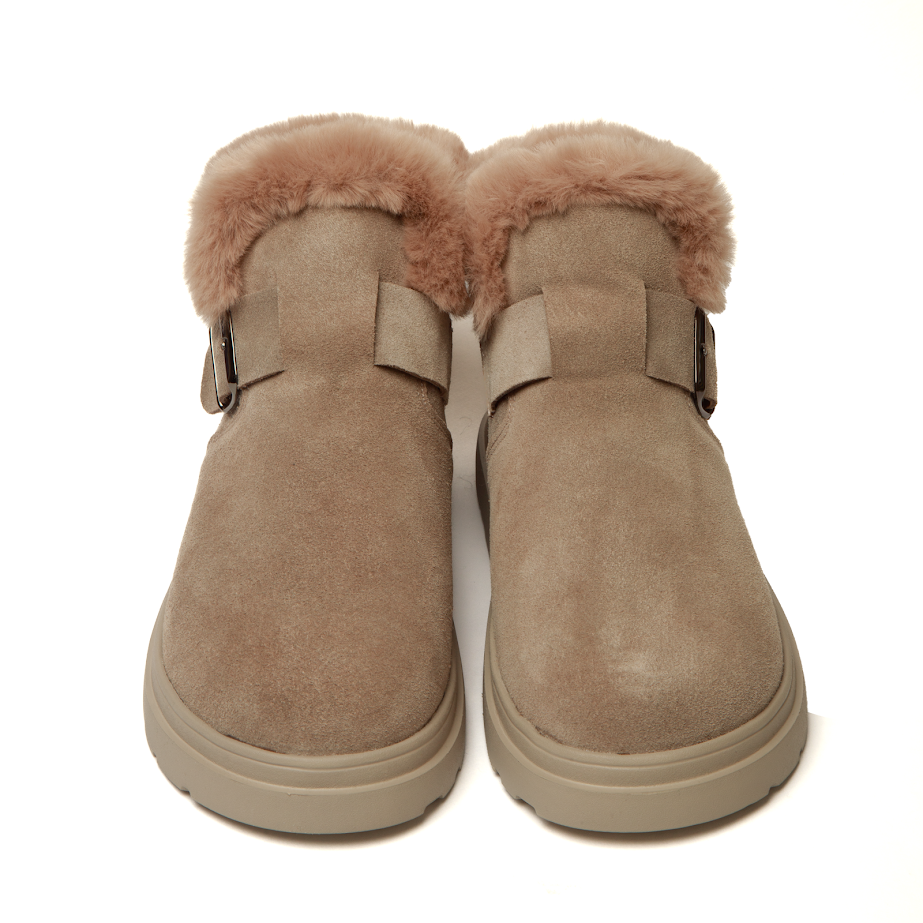 Утеплені замшеві черевички бежеві