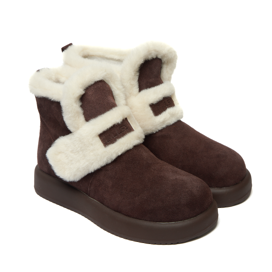 Зимові черевики з хутром в шоколадному кольорі