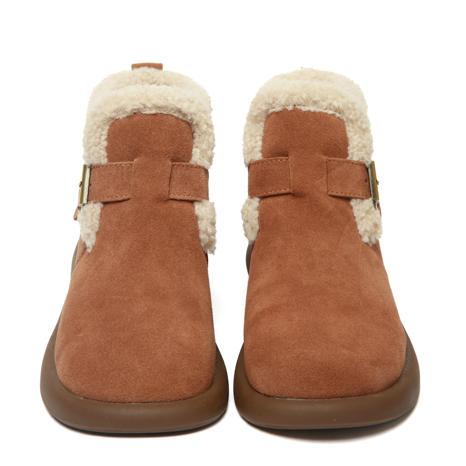 Зимові черевики з натуральної замші та шерстяної підкладки карамель