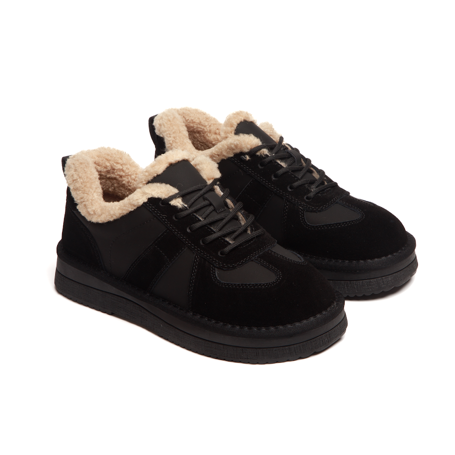 Чорні зимові кросівки з шерстяною підкладкою