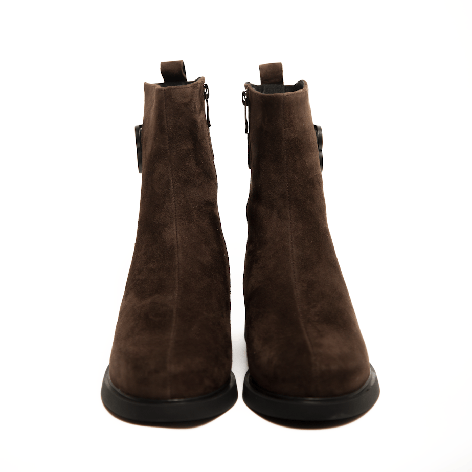 Замшеві Черевики на Підборах у Шоколадному Кольорі