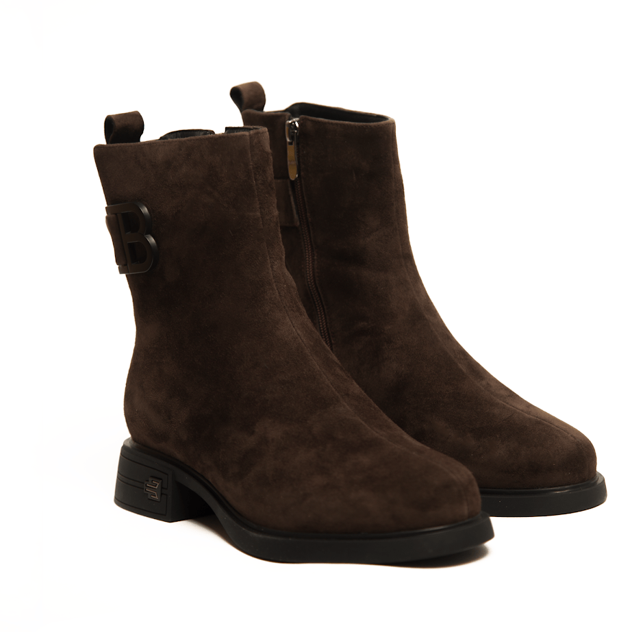 Замшеві Черевики на Підборах у Шоколадному Кольорі