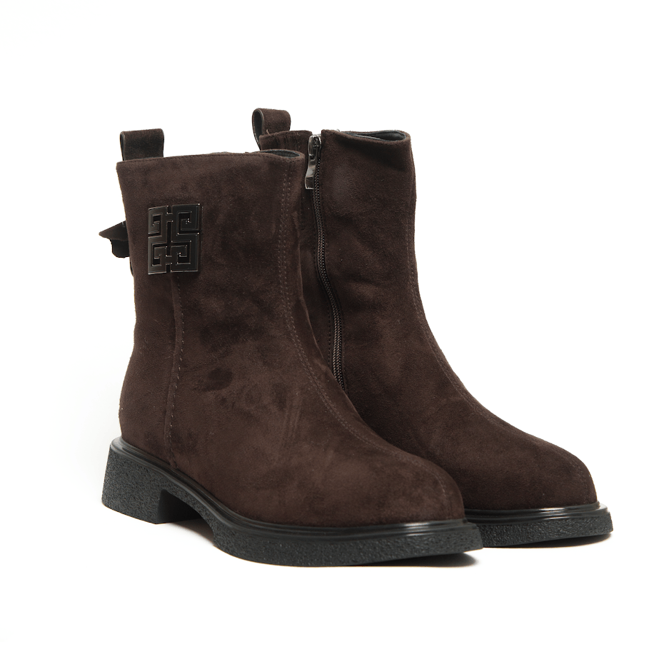 Шоколадні Замшеві Черевики з декоративною пряжкою