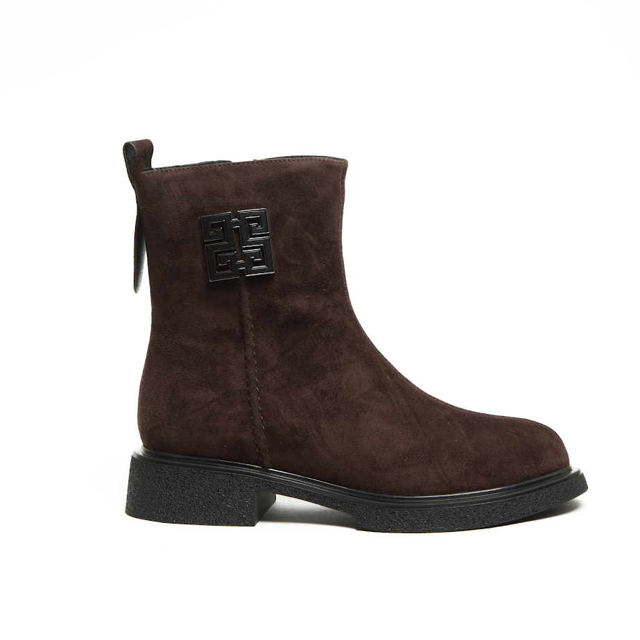 Шоколадні Замшеві Черевики з декоративною пряжкою