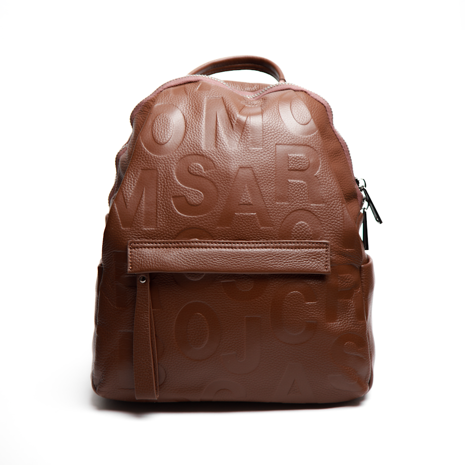 Шкіряний Рюкзак Коричневий з Об’ємним Тисненням