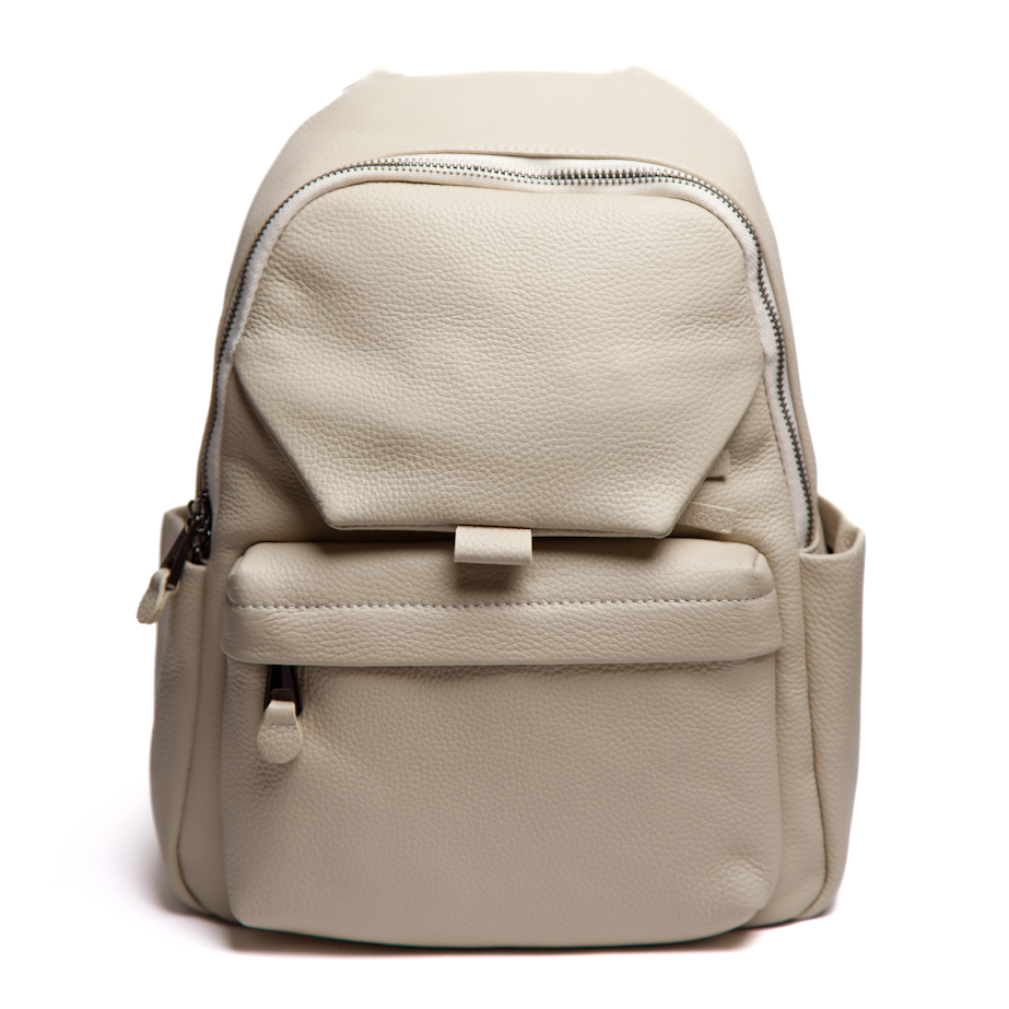 Рюкзак зі Шкіри Бежевий з М’якою Фактурою
