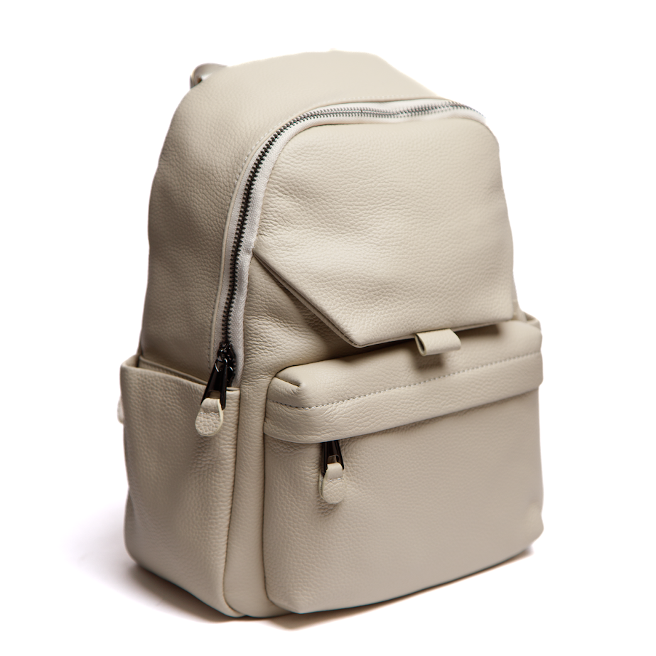 Рюкзак зі Шкіри Бежевий з М’якою Фактурою