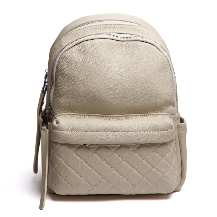 Рюкзак з Фактурною Стьобаною Кишенею Бежевий