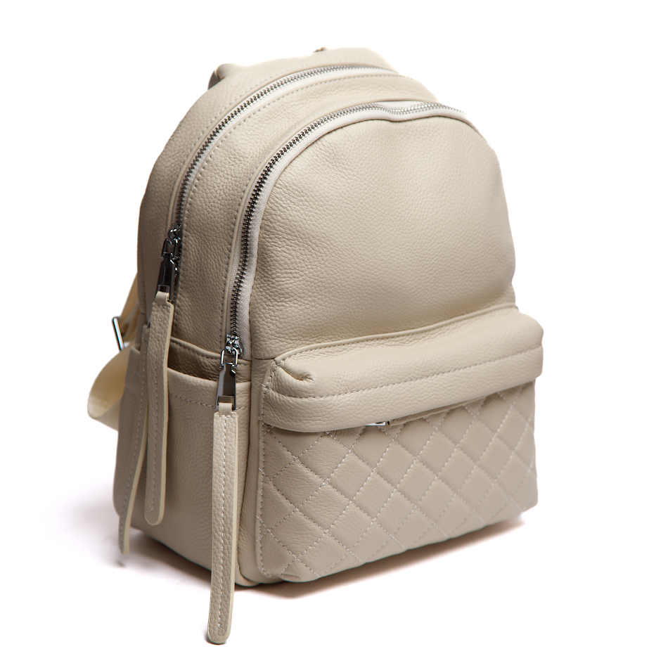 Рюкзак з Фактурною Стьобаною Кишенею Бежевий