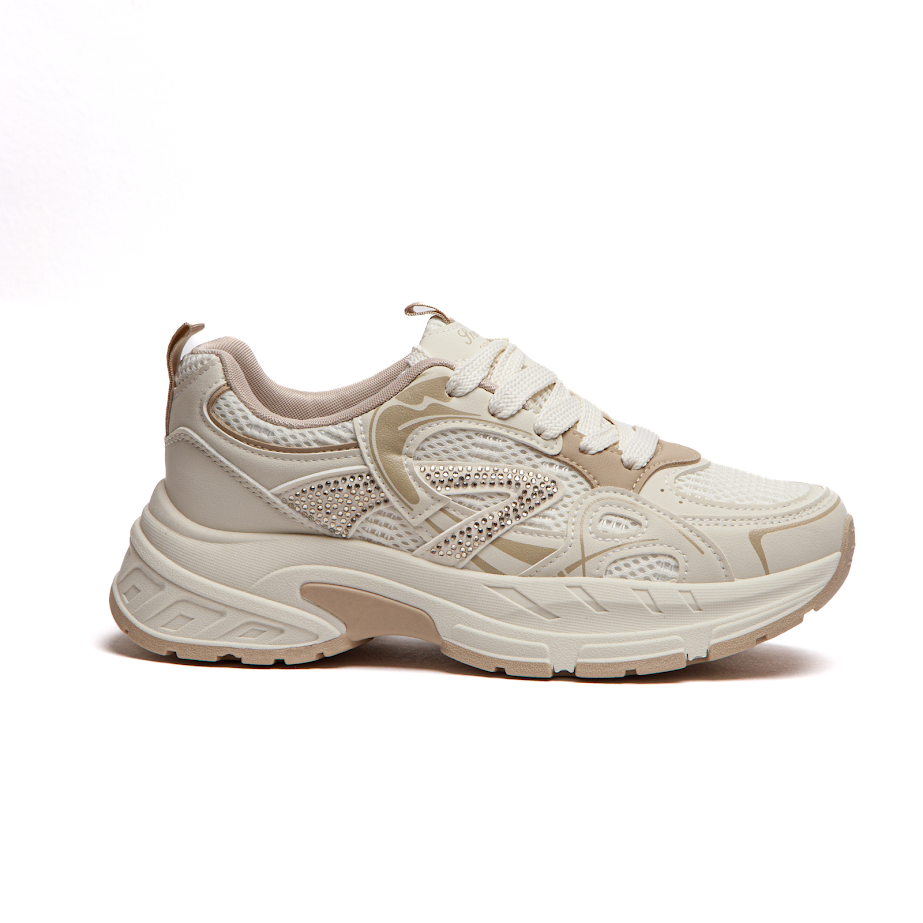 Жіночі Кросівки З Екошкіри Та Сітки У Світло-Бежевій Гамі