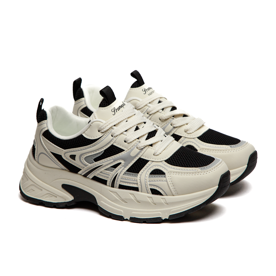 Біло-Чорні Жіночі Кросівки З Сіткою У Спортивному Стилі