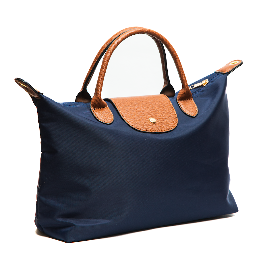 Жіноча Сумка З Плащівки Та Екошкіри У Синій Гамі