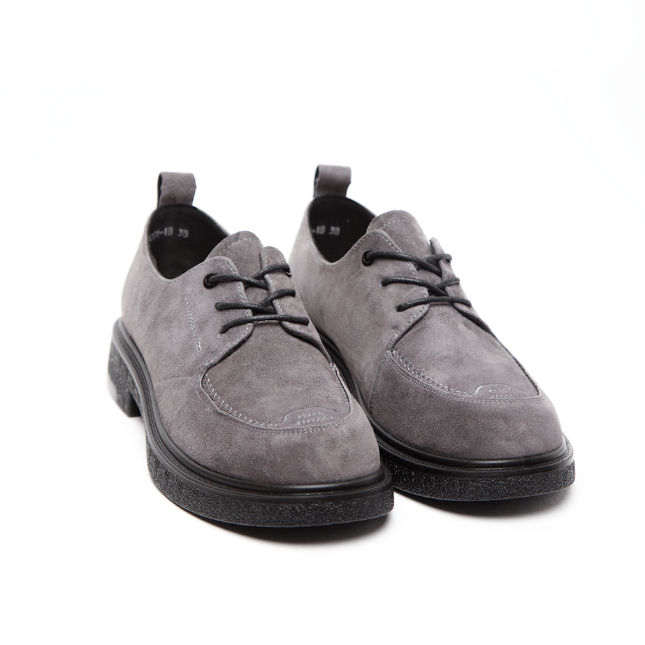 Класичні Туфлі-Дербі На Шнурівці Сірі