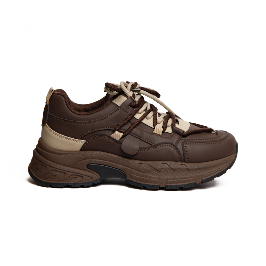 Кросівки З Екошкіри На Масивній Підошві Коричневі