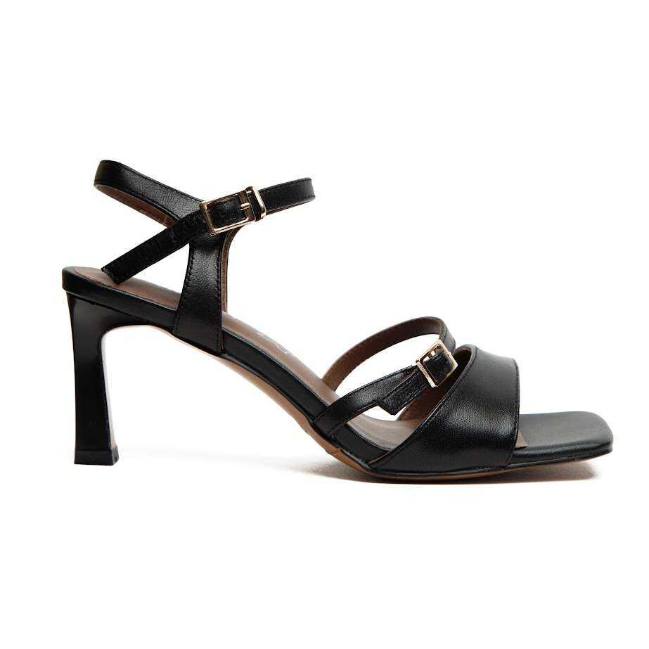 Чорні Босоніжки зі Шкіри з Регульованими Ремінцями