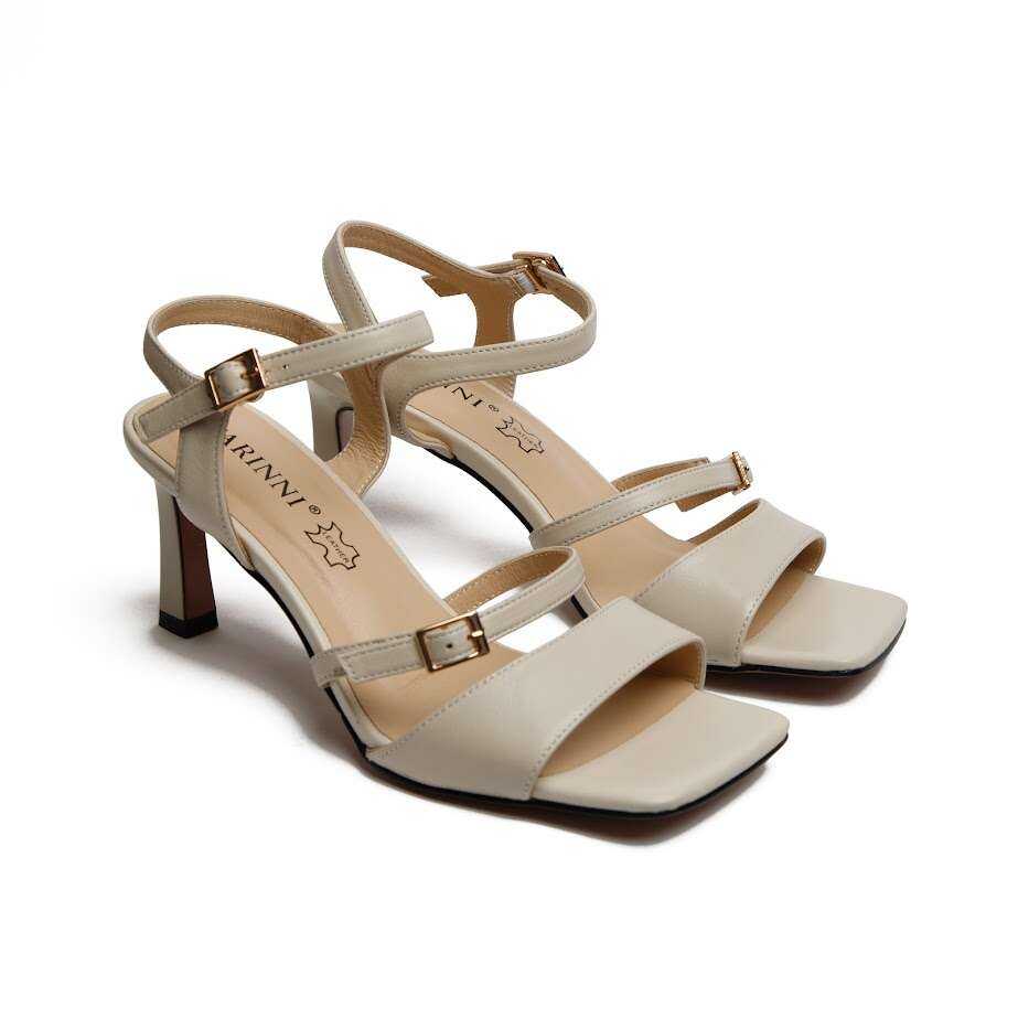 Бежеві Босоніжки зі Шкіри з Регульованими Ремінцями