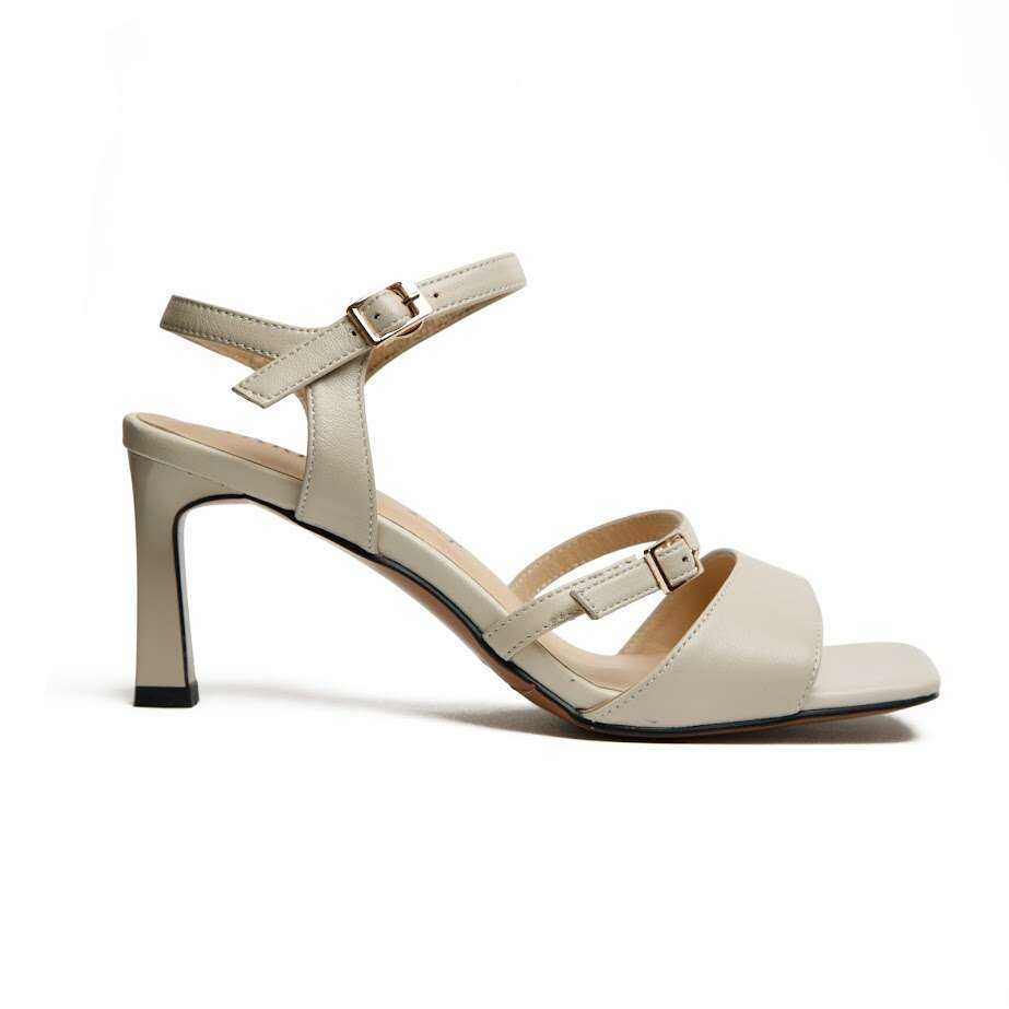 Бежеві Босоніжки зі Шкіри з Регульованими Ремінцями