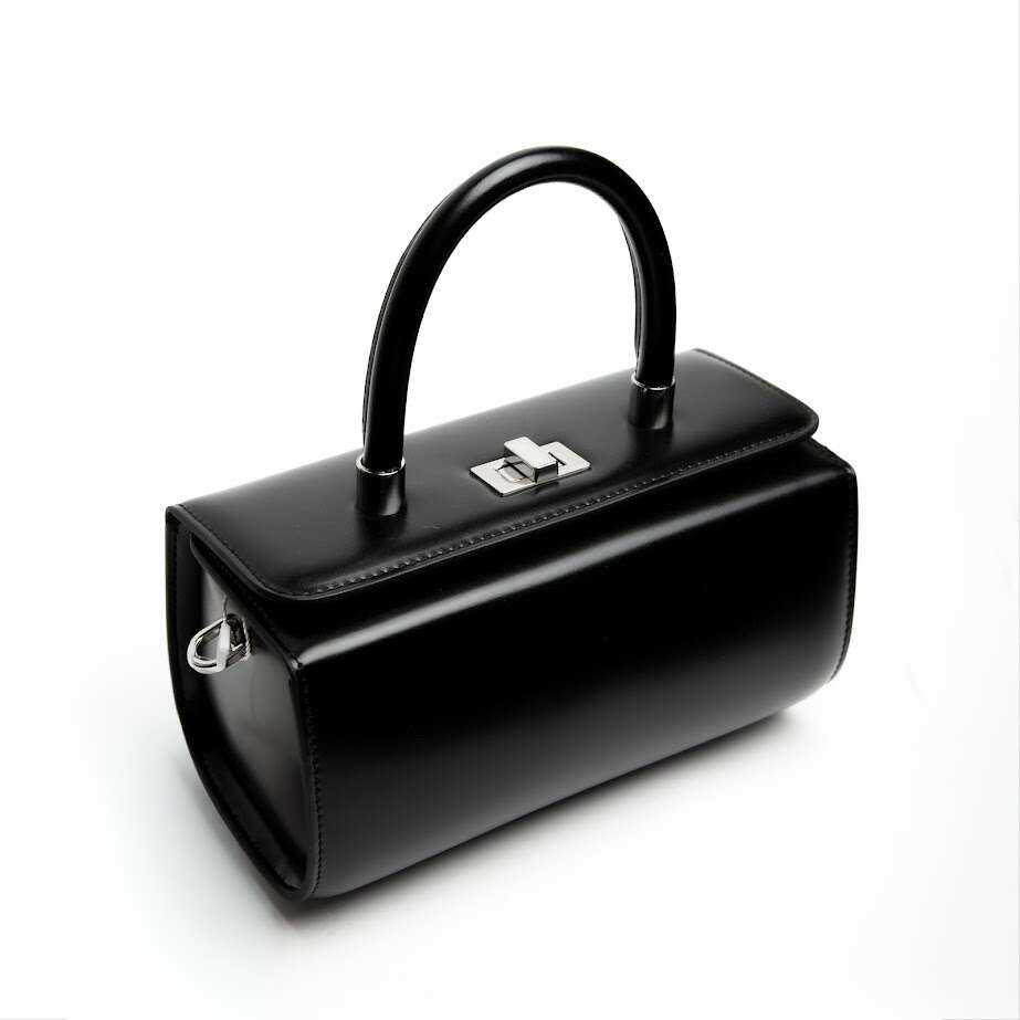 Чорна Сумка Зі Шкіри Геометричної Форми