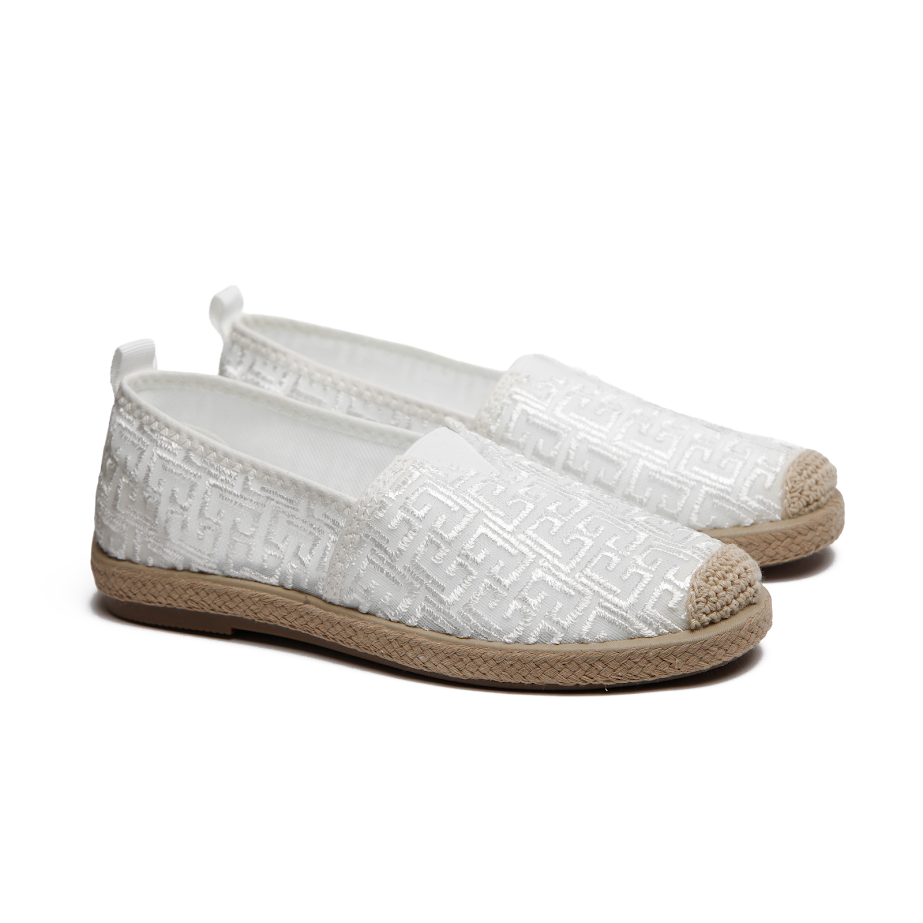 Білі Текстильні Еспадрильї З Вишитим Візерунком