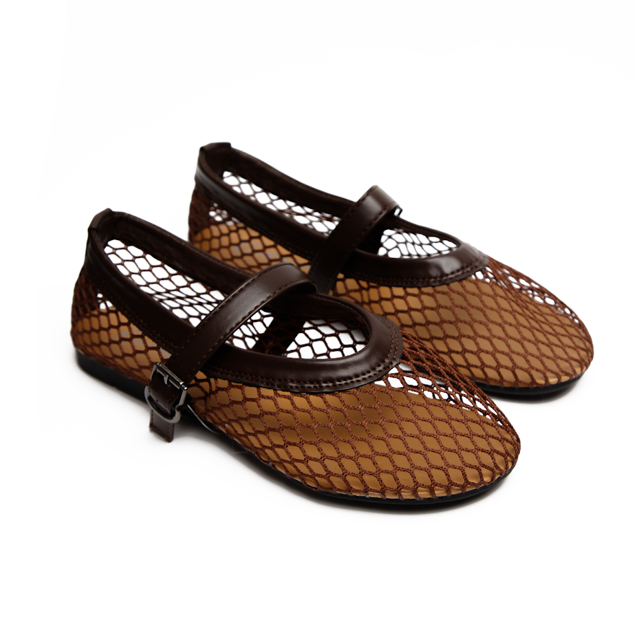 Коричневі Сітчасті Балетки