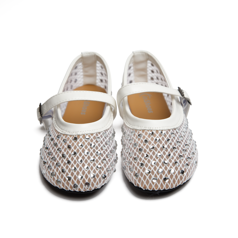 Білі Сітчасті Балетки В Стилі Мері Джейн